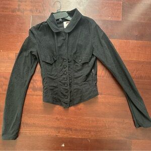 Vintage Fiorucci Sheer Floral Lace Button-Up Corset Style Top